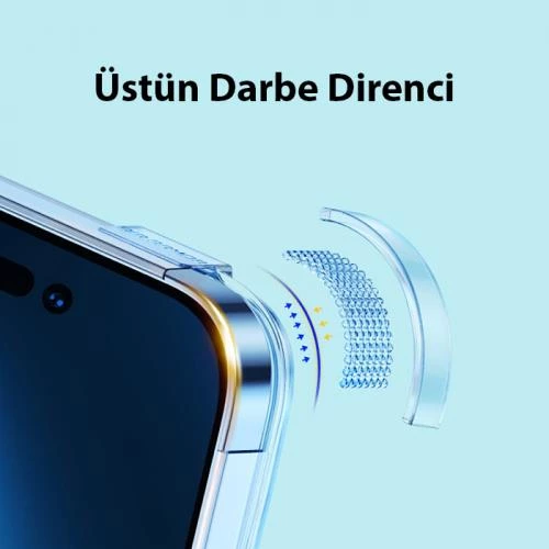 Baseus iPhone 14 Pro Max Magsafe Silikon Kılıf ve Full Kaplama Kırılmaz Ekran Koruyucu Sararmaz Kılıf - 3