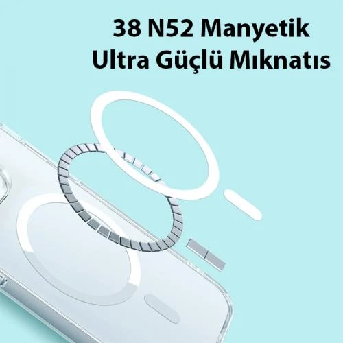 Baseus iPhone 14 Pro Max Magsafe Silikon Kılıf ve Full Kaplama Kırılmaz Ekran Koruyucu Sararmaz Kılıf - 4