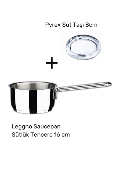 Leggno Saucepan Sütlük Tencere 16cm ve Pyrex Süt Taşı