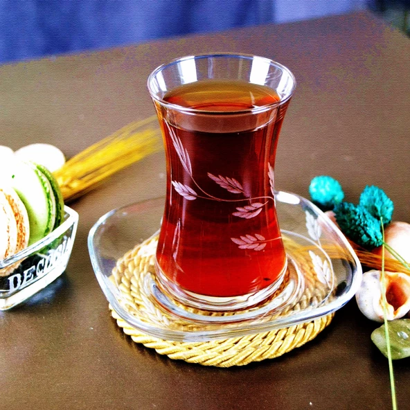 Decocia Nazen 6 Kişilik 12 Parça Çay Seti 175cc Sürgün Desenli - Resim 2