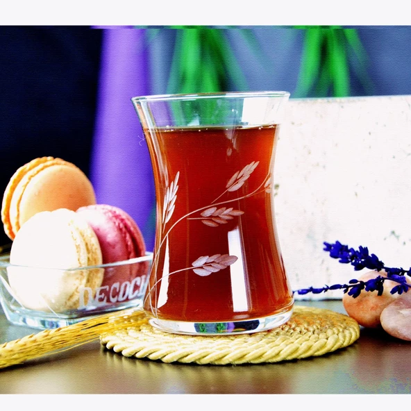 Decocia Nazen 6 Kişilik 12 Parça Çay Seti 175cc Sürgün Desenli - Resim 5