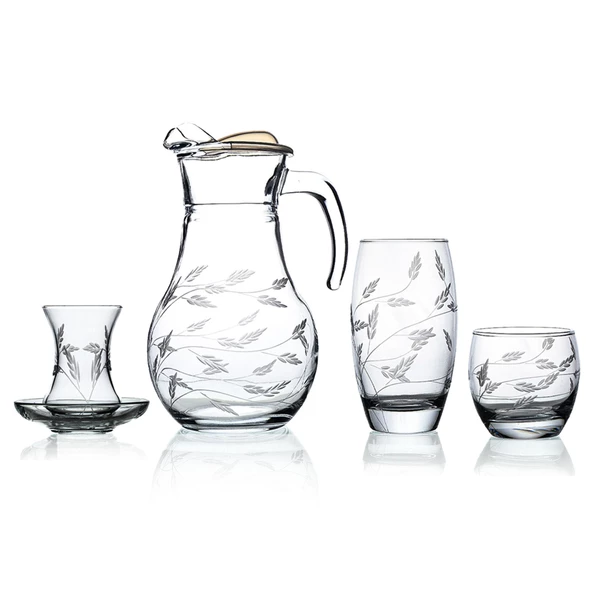 Decocia Pudgy 49 Parça  12 Kişilik Kesme Bardak Çeyiz Seti Sürgün Desenli ürün görseli