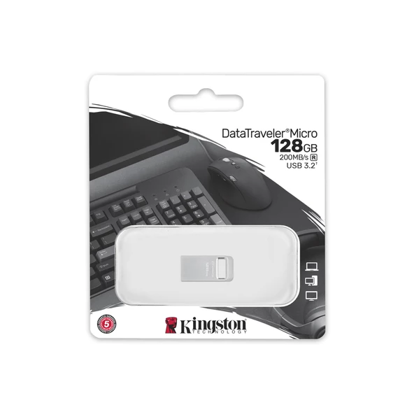 Kingston DTMC3G2-128GB DataTraveler Micro 200MB-s Metal USB 3.2 Gen 1 Flash Bellek - 2