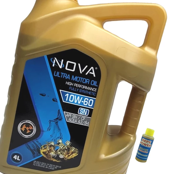 Nova 10W-60 4 Litre Tam Sentetik Motor Yağı + Cam Sabunu 80 ml