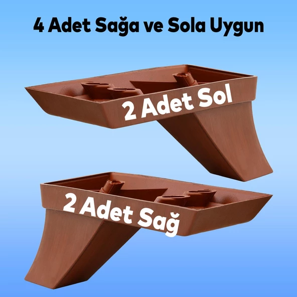 Venüs Lüks Mobilya Kanepe Sehpa Tv Ünitesi Koltuk Ayağı 8 Cm Kahverengi Baza Ayakları (4 ADET) - Resim 3