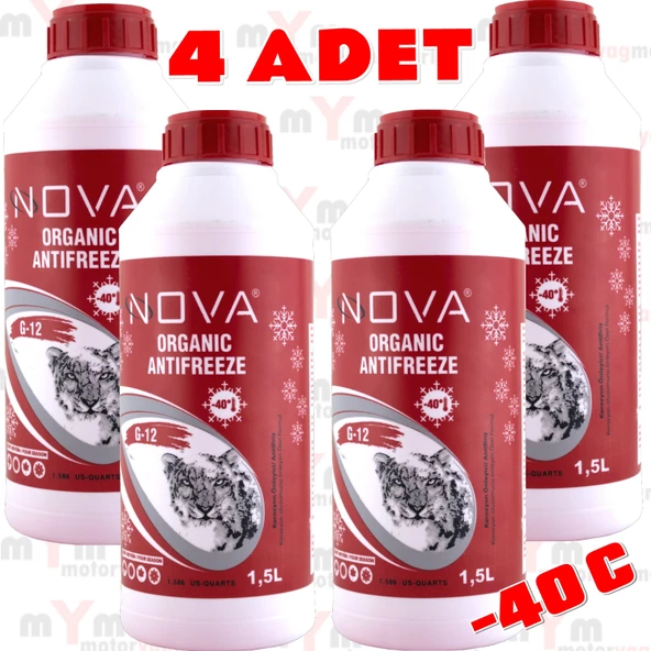 Nova -40 Derece Organik Kırmızı G12 Antifriz 1.5 Litre (4 Adet) ürün görseli