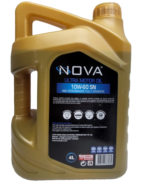 Nova 10W-60 SN Tam Sentetik Motor Yağı 4 Litre + Cam Suyu 1 L - 2