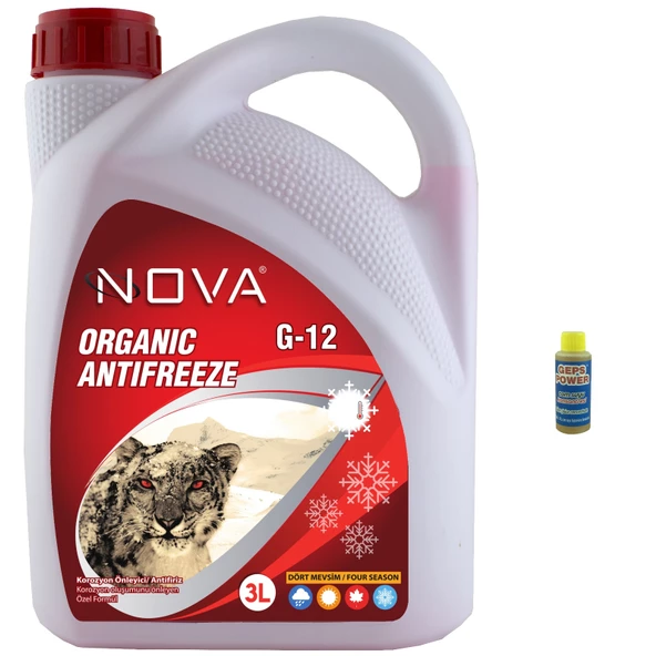 Nova -25 Derece Organik Kırmızı Antifriz 3 Litre + Cam Sabunu 80 ml