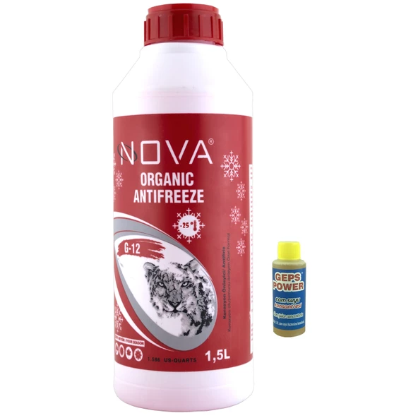Nova -25 Derece Organik Kırmızı G12 Antifriz 1.5Litre +Cam Sabunu