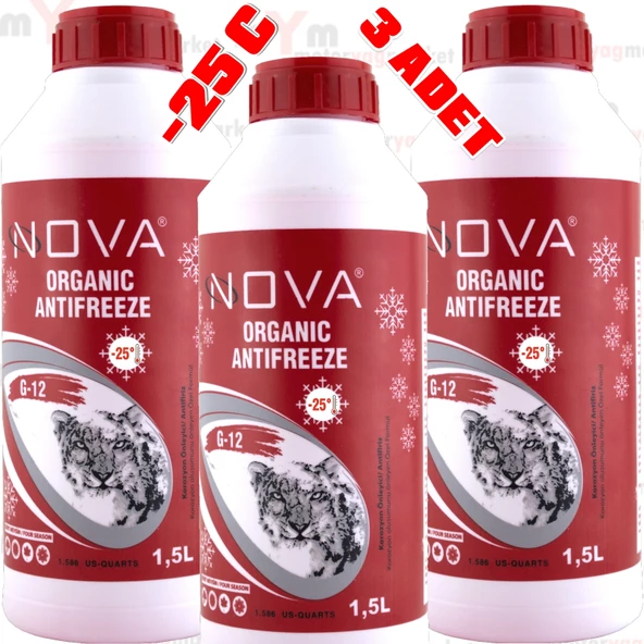 Nova -25 Derece Organik Kırmızı G12 Antifriz 3 X 1.5 Litre