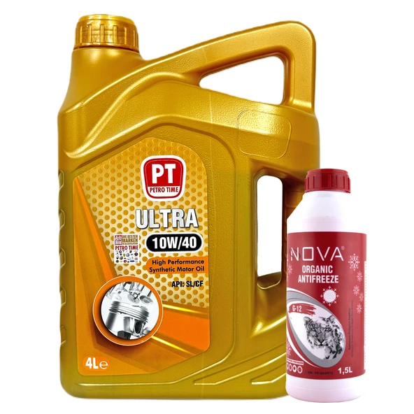 Petro Time 10W-40 Motor Yağı 4 Litre + Kırmızı Antifriz 1,5 L