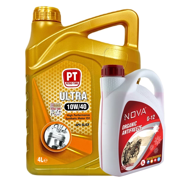 Petro Time 10W-40 Motor Yağı 4 Litre + Kırmızı Antifriz 3 L