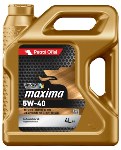 Petrol Ofisi Maxima 5W-40 4 Litre Lt Tam Sentetik Motor Yağı