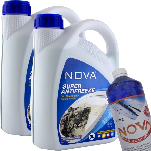 Nova ULTRA -40 Derece Yeşil Antifriz 3 + 3 Litre (6 Litre)  + Cam Suyu 1L