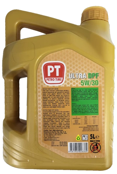 Petro Time Ultra DPF 5W-30 Tam Sentetik Motor Yağı 5 Litre - 2