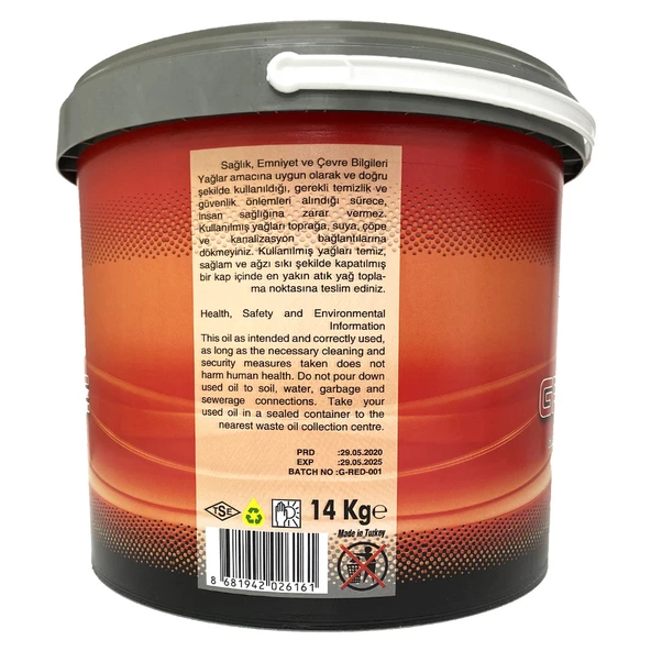 Petro Time Kalsiyumlu Kırmızı Gres 14 KG - Suya Dayanıklı Red Grease - 2