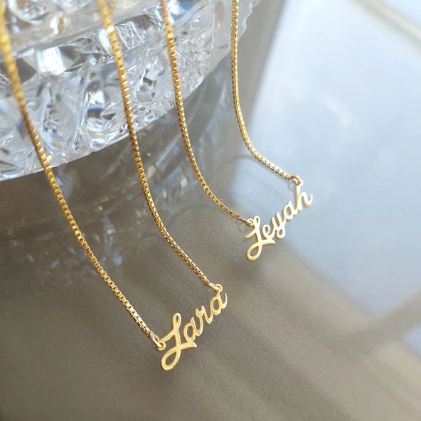 Vaoov Gümüş İsimli Küp Zincir Kolye - Resim 6