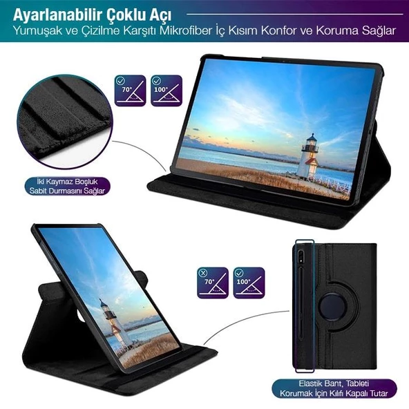 Polham Samsung Galaxy Tab S8 Plus 2022 12.4 (X800-X806) Standlı Tablet Kılıfı, Darbe Emici,Kaymaz - Resim 3