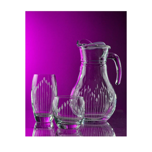 Decocia Pudgy 25 Parça 12 Kişilik Su ve Meşrubat Kesme Bardak Seti Vega Desenli - Resim 2