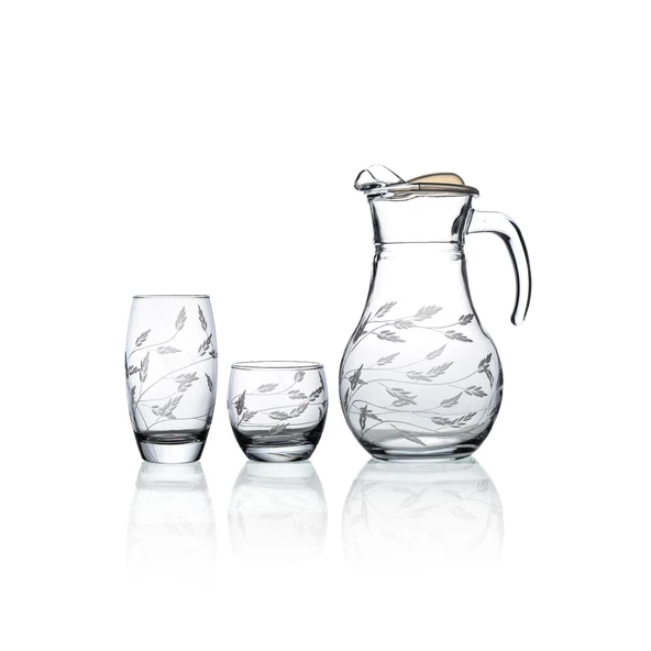 Decocia Pudgy 25 Parça 12 Kişilik  Su ve Meşrubat Kesme Bardak Seti Sürgün Desenli ürün görseli