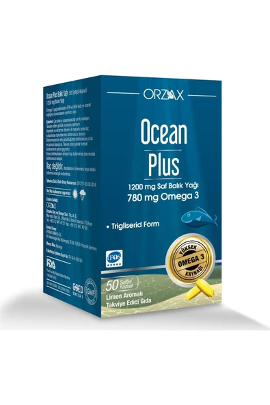 Ocean Ocean Plus Omega 3 1200 Mg 50 Kapsül Balık Yağı 2 Adet