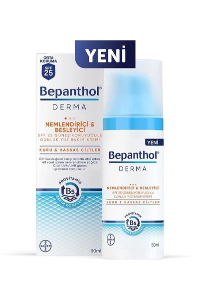 Bepanthol Derma Nemlendirici Ve Besleyici Spf 25 Güneş Koruyuculu Günlük Yüz Bakım Kremi 50