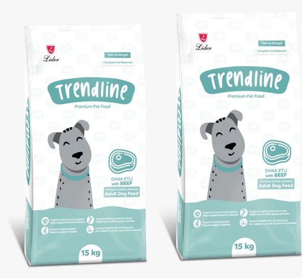Trendline Dog Biftekli Köpek Maması 15 Kg 2'Li Set