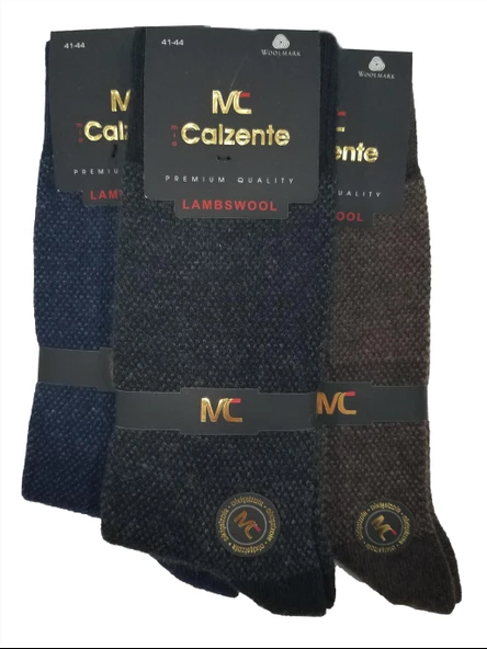 Mia Calzente 3 Adet Lambswool - Yün Erkek Çorap - 12