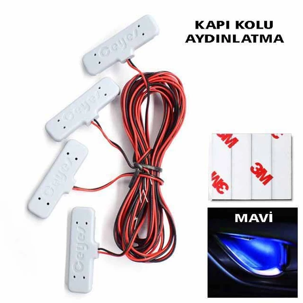 Kapı Kolu Aydınlatma Mavi Kapı İçi LED Aydınlatma OTO Aksesuar Araç İçi LED Aksesuar