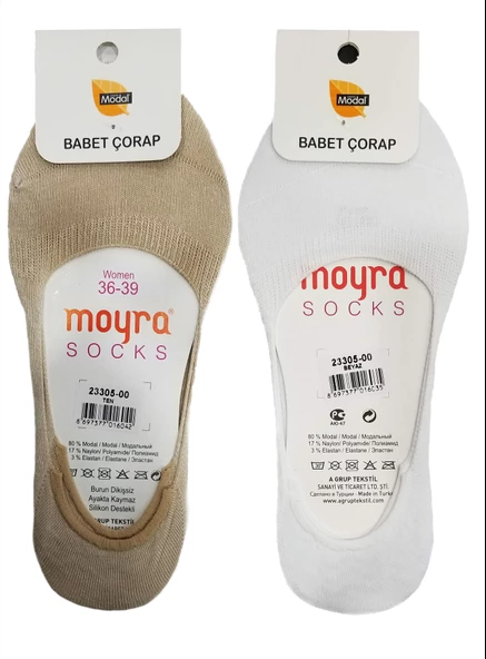 Moyra 6'lı Paket Arkası Silikonlu Modal Bayan Babet Çorap - 10