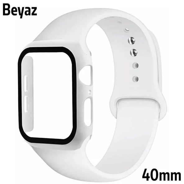 Apple Watch 4-5-6 40mm Silikon Kordon Kayış ve Ekran Koruyucu Kılıf - 6