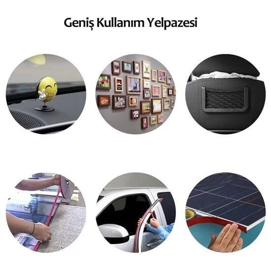 BUFFER® 2 Metre Güçlü Yapışkanlı Çift Taraflı Slikon Pratik Şeffaf Bant - 4