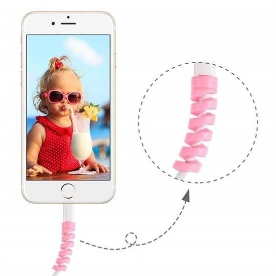 BUFFER® 4lü Apple, Android Şaj Kablosu Koruyucu Silikon Spiral Yay Aparat - 9