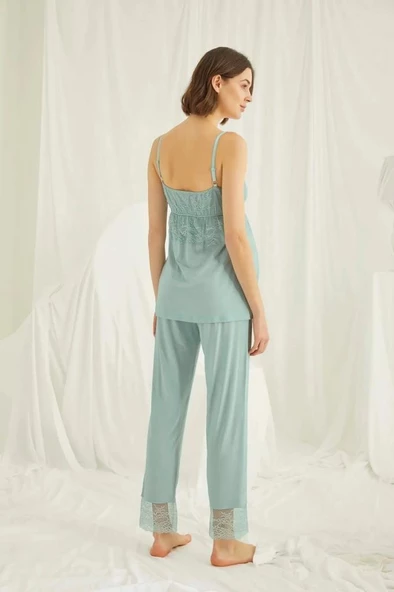Monamise 18469 Yeşil Hamile Lohusa 3 Lü Pijama Sabahlık Tk - 3