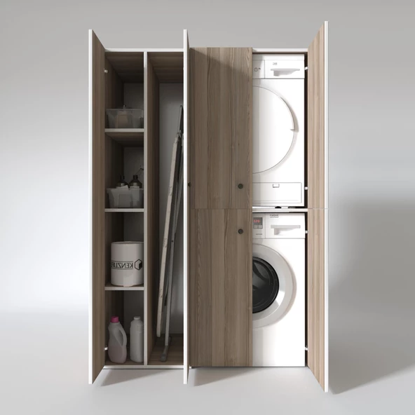 Kenzlife çamaşır-kurutma makinesi dolabı kapaklı yaromira sol crd 180*120*60 banyo arkalıksız - 2