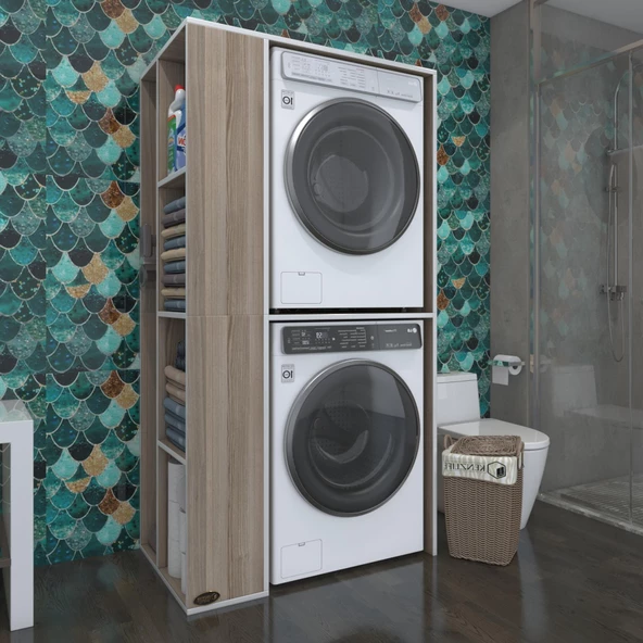 Kenzlife çamaşır-kurutma makinesi dolabı demyan sol crd 180*090*60 banyo kapaksız arkalıksız