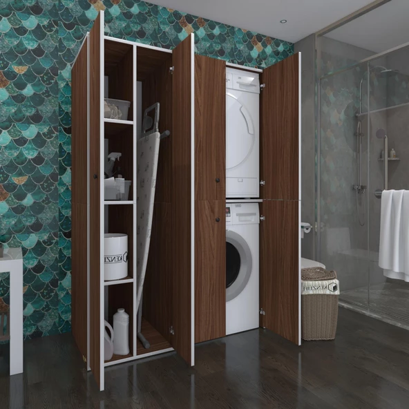 Kenzlife çamaşır-kurutma makinesi dolabı kapaklı yaromira sol cvz 180*120*60 banyo arkalıksız
