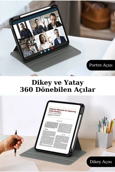 iPad 10.2 8.Nesil Uyumlu 360° Dönebilen Pino Tablet Kılıfı - 6