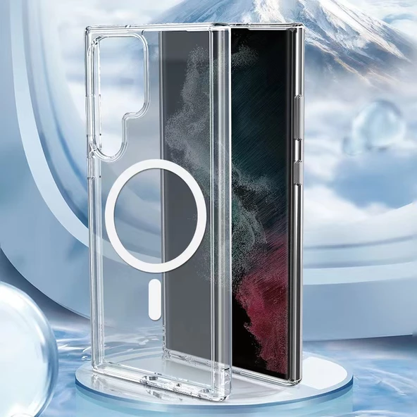 Vendas Samsung Galaxy S23 Ultra Uyumlu Magsafe Şarj Özellikli Shock Proof Şeffaf Silikon Kılıf - 8