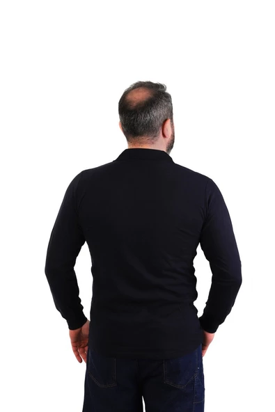 ESER - Polo Yaka Uzun Kol Penye İş Tişörtü - Cepli - Lacivert - 2