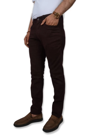 Cengiz İnler Fermuarlı 5 Cep Kuş Gözü Slim Fit Erkek Kanvas Pantolon - 7