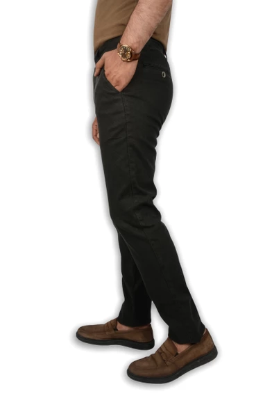 Cengiz İnler Fermuarlı 5 Cep Kuş Gözü Slim Fit Erkek Kanvas Pantolon - 11