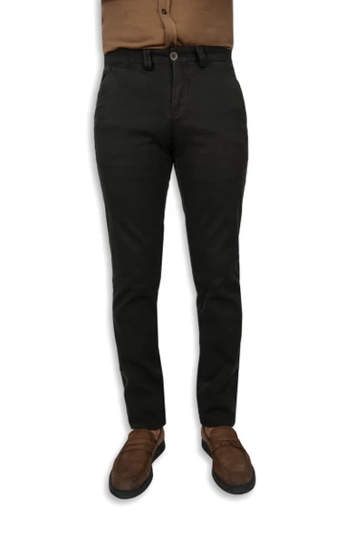 Cengiz İnler Fermuarlı 5 Cep Kuş Gözü Slim Fit Erkek Kanvas Pantolon - 10