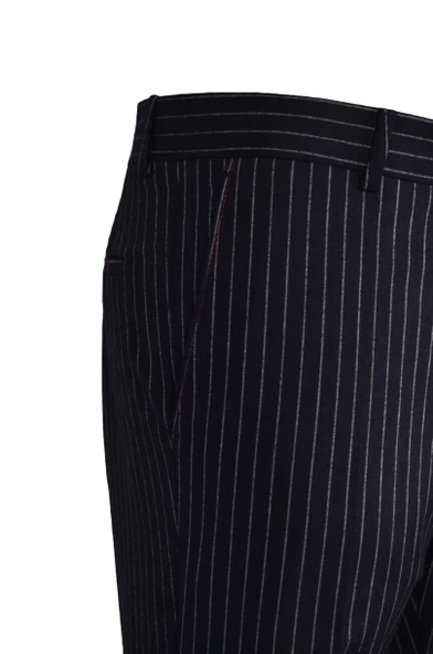 Cengiz İnler Kalın Çizgi  Slim Fit Erkek Kumaş Pantolon - 12
