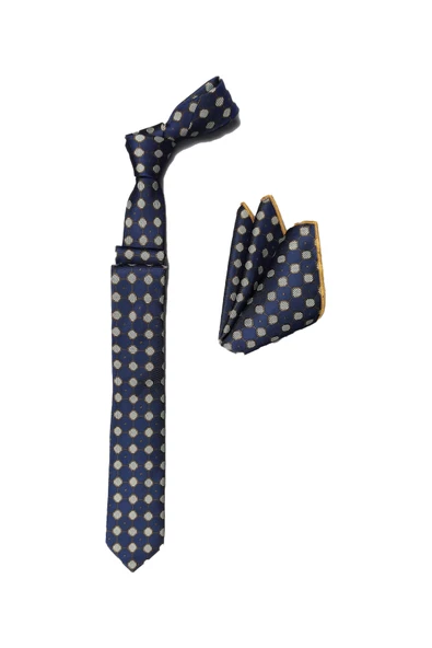 Cengiz İnler Puantiye Desenli Mendilli İnce Mikrofiber Erkek Kravat Aksesuar - 5