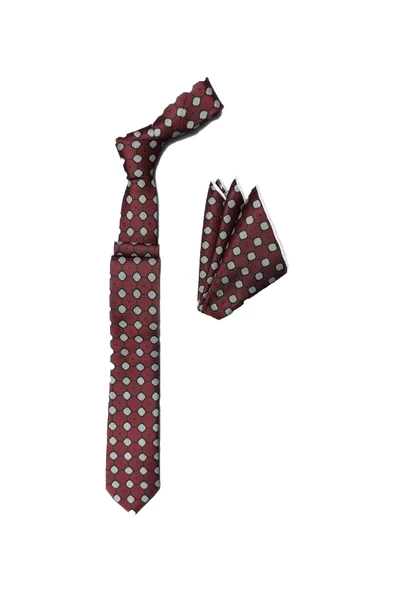Cengiz İnler Puantiye Desenli Mendilli İnce Mikrofiber Erkek Kravat Aksesuar - 4