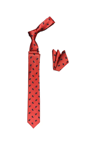 Cengiz İnler Minik Şal Desen Mendilli Mikrofiber Erkek Kravat Aksesuar ürün görseli 1