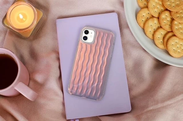 İphone 14 Pro Dalgalı Kabartmalı Silikon Wave Telefon Kapak - Resim 7