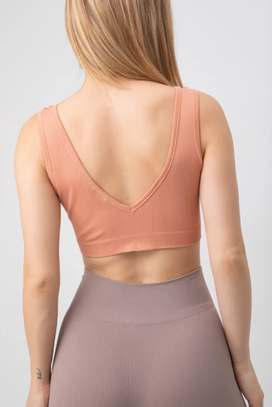 DoReMi Seamless V Yaka Ripli Kalın Askılı Spor Sütyen - 8