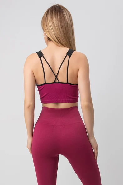 DoReMi Seamless Fitilli V Yaka Esnek Askılı Spor Sütyen - 8